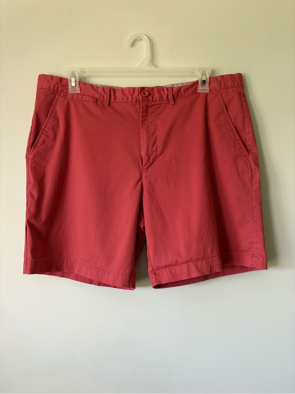 Merona Men’s Chino Shorts Size 40 Golf Preppy Salmon Red Pink Flat Front Summer
